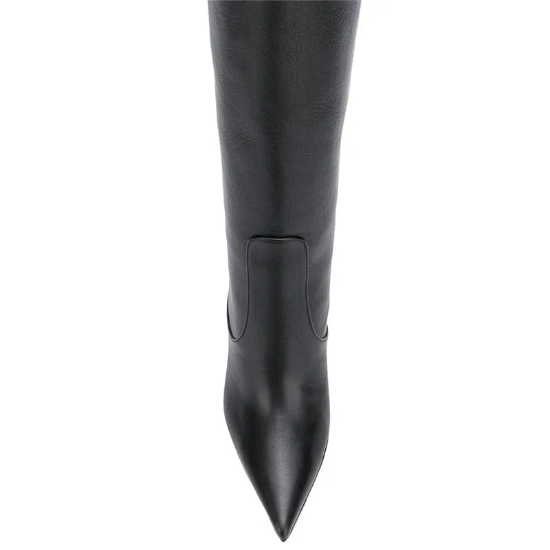 Pointed toe stiletto high heels boots