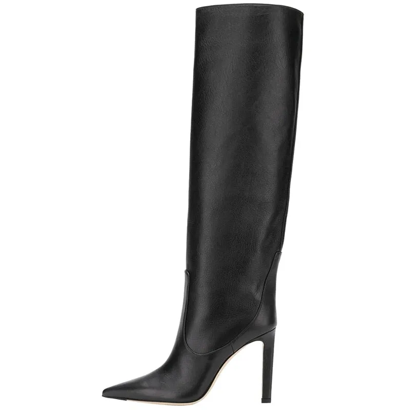 Pointed toe stiletto high heels boots