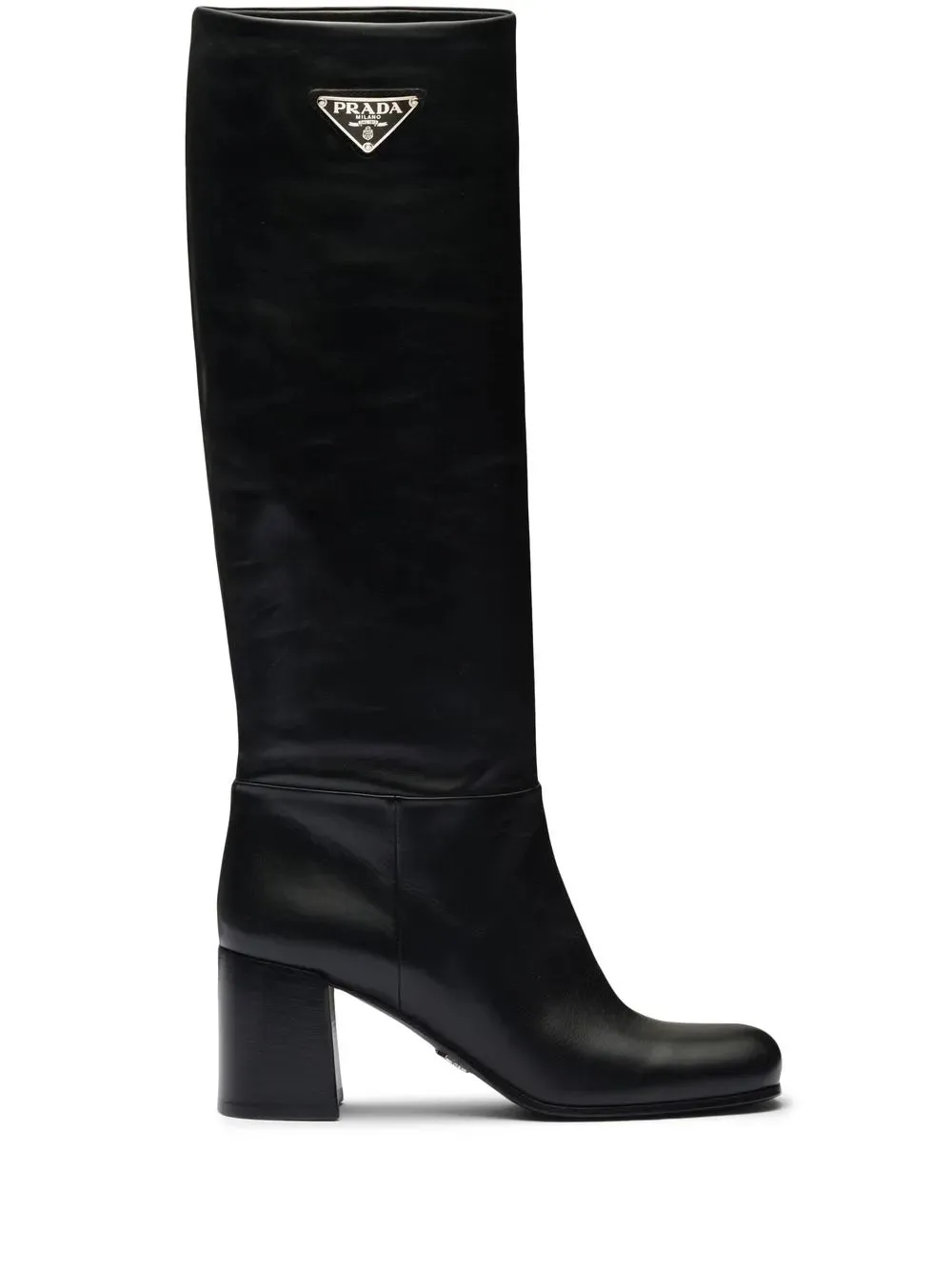 Prada logo plaque leather boots