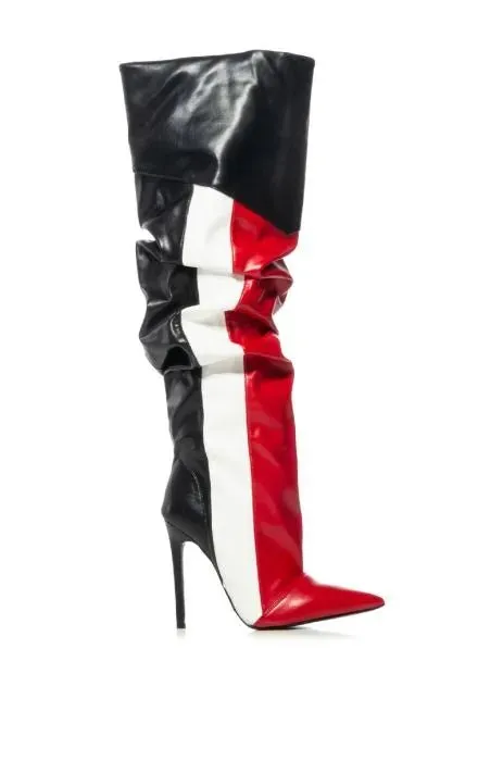 Punk Style Knee High Boots Colorful Platform Heels