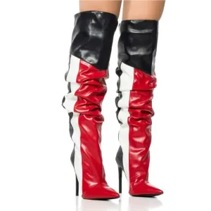 Punk Style Knee High Boots Colorful Platform Heels