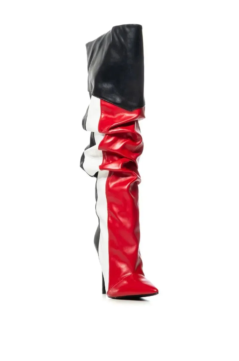Punk Style Knee High Boots Colorful Platform Heels