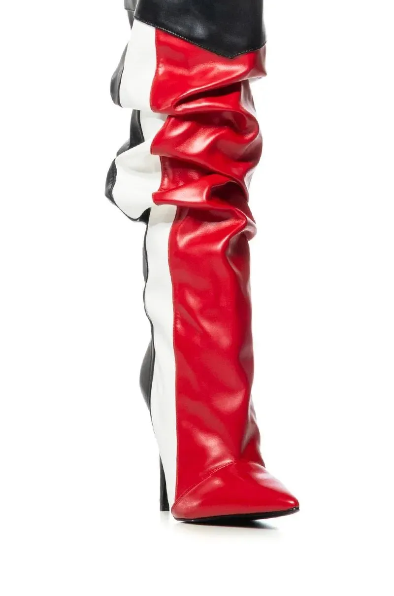 Punk Style Knee High Boots Colorful Platform Heels