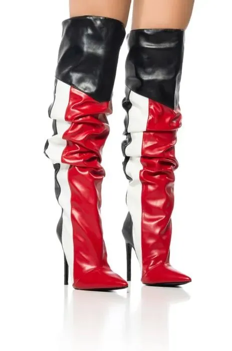 Punk Style Knee High Boots Colorful Platform Heels