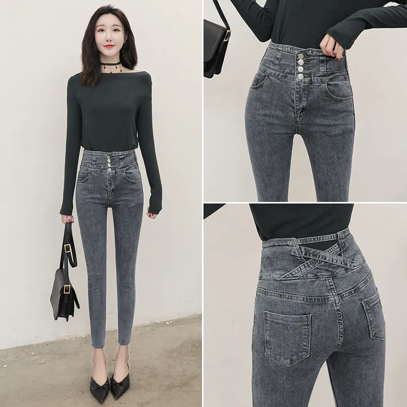 "FOUR BUTTON HIGH WAIST" JEANS D052314