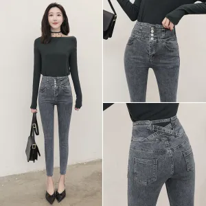 "FOUR BUTTON HIGH WAIST" JEANS D052314