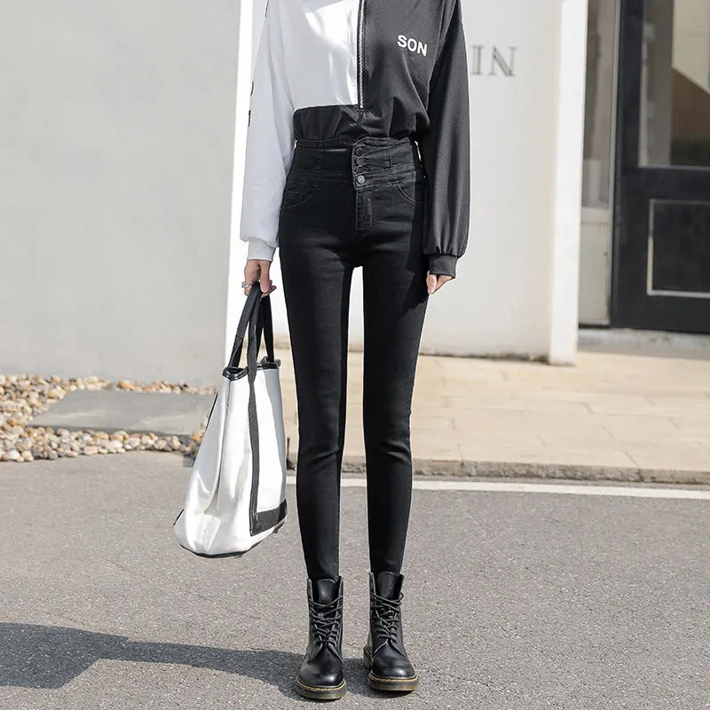 "FOUR BUTTON HIGH WAIST" JEANS D052314