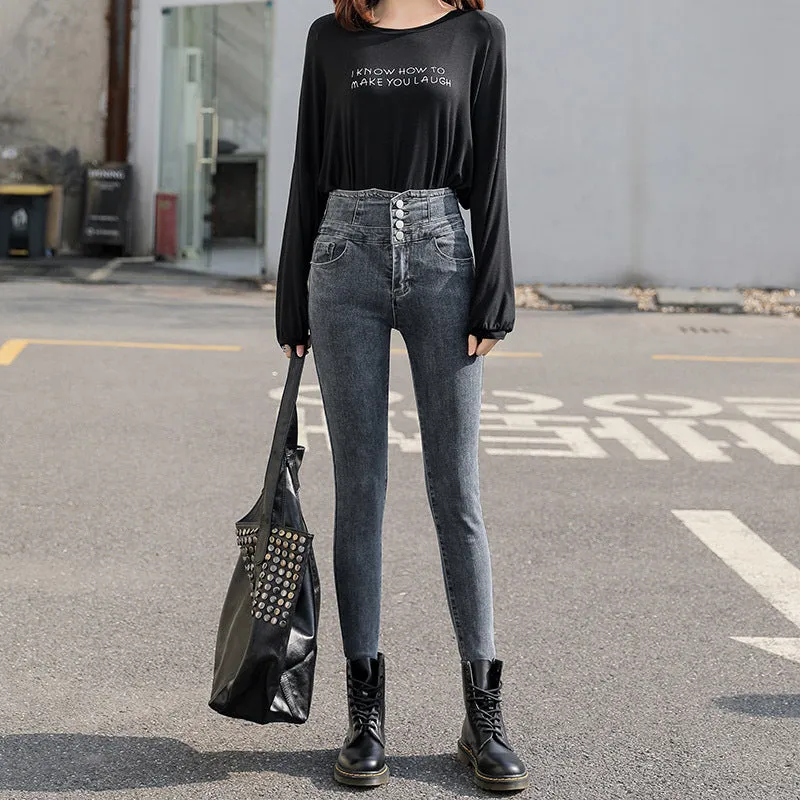 "FOUR BUTTON HIGH WAIST" JEANS D052314