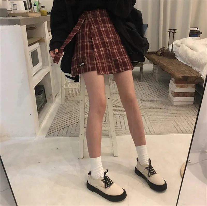 "HUGE" PLAID SKIRT SHORT K022006