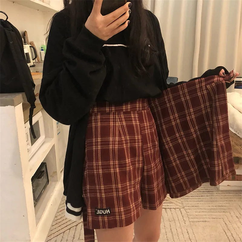 "HUGE" PLAID SKIRT SHORT K022006