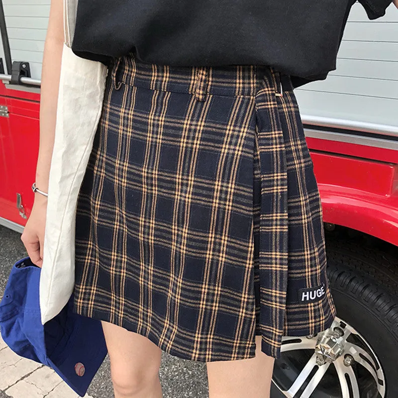 "HUGE" PLAID SKIRT SHORT K022006