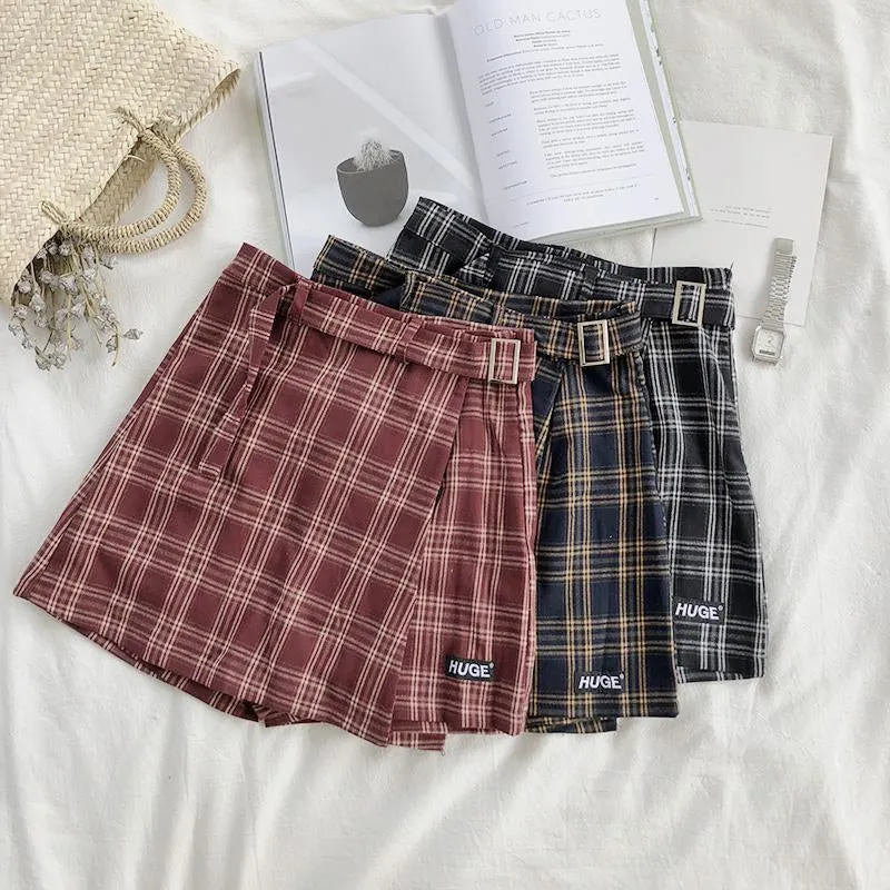 "HUGE" PLAID SKIRT SHORT K022006