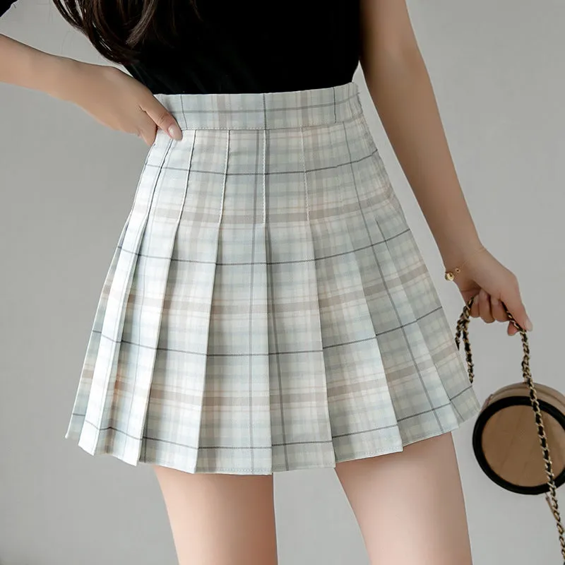 "JFASHION PLAID HIGH WAIST PLEATED" SKIRT D052911