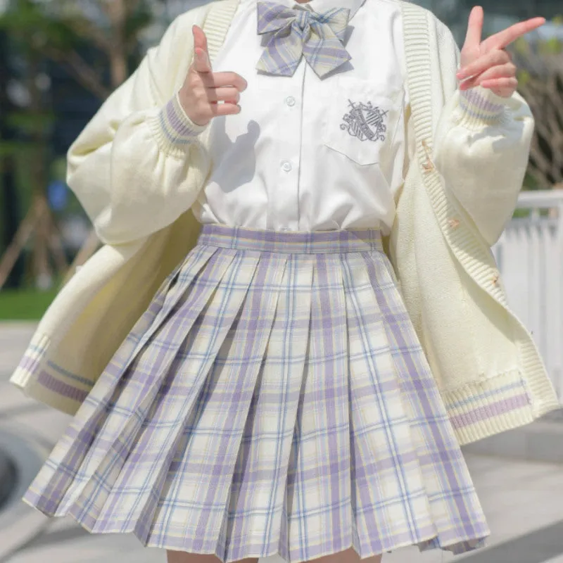 "JK LIGHT PURPLE WHITE PLAID" SKIRT / TIE N073018
