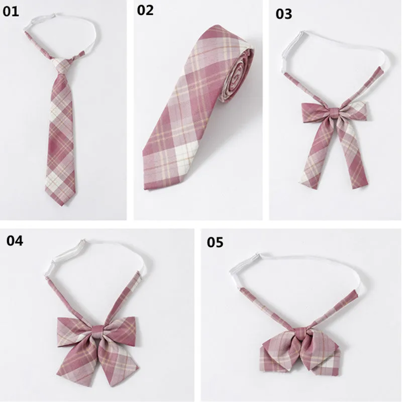 "JK RASPBERRY RED PLAID PLEATED" SKIRT / TIE N073012
