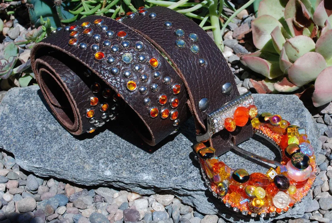 "Orange Dichroic Buckle & Belt - Small"