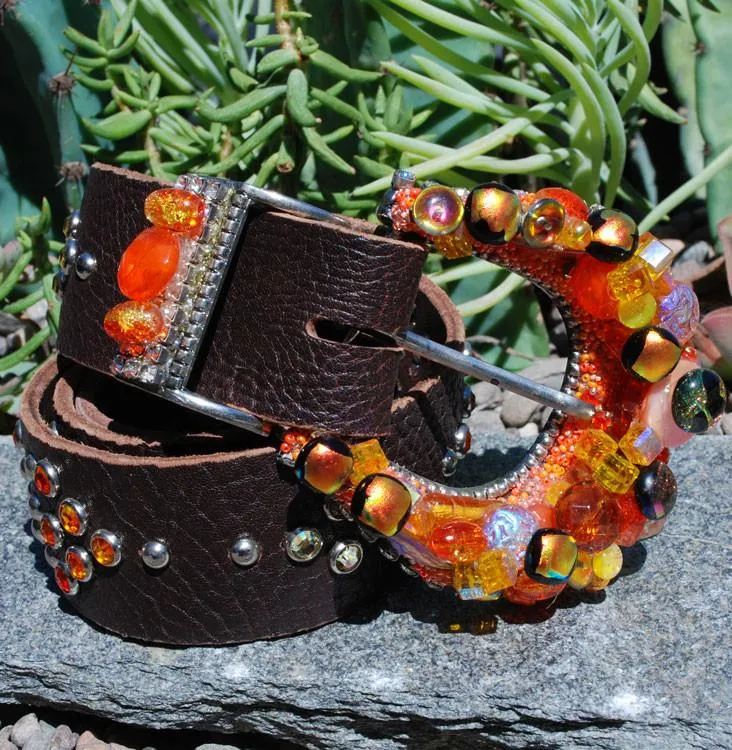 "Orange Dichroic Buckle & Belt - Small"