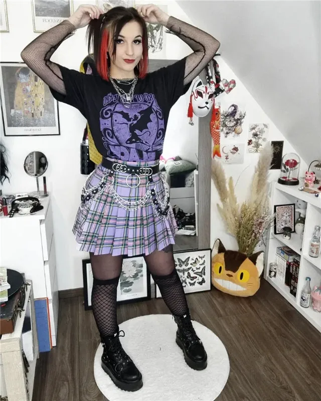 "PURPLE PLAID" SKIRT K061902