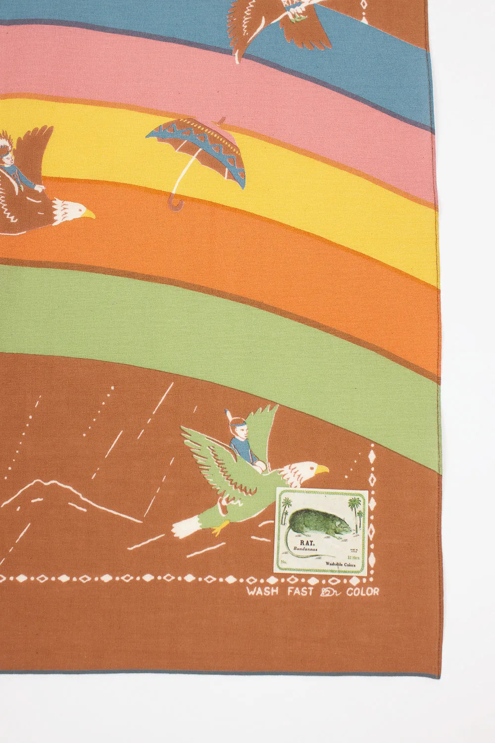 Rainbow and Birds Printed Bandana Gold