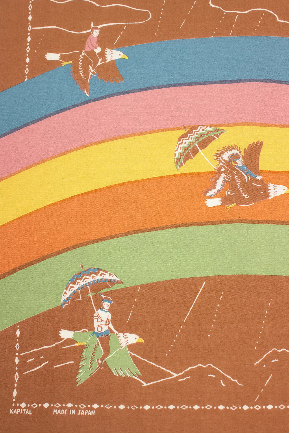 Rainbow and Birds Printed Bandana Gold