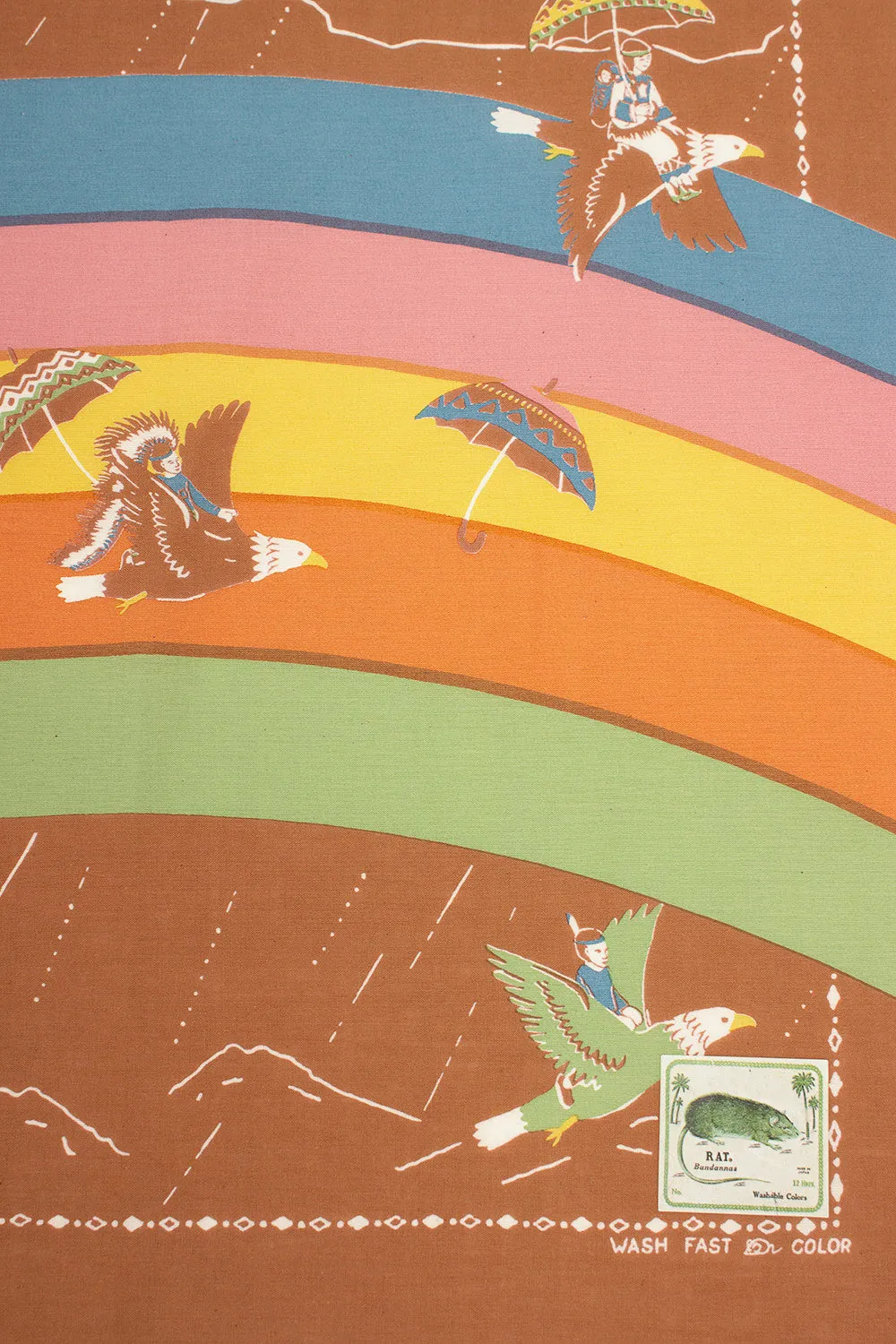 Rainbow and Birds Printed Bandana Gold