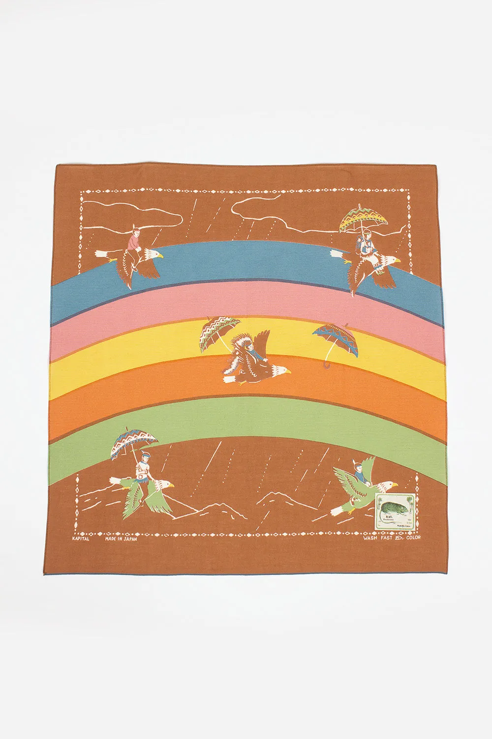 Rainbow and Birds Printed Bandana Gold
