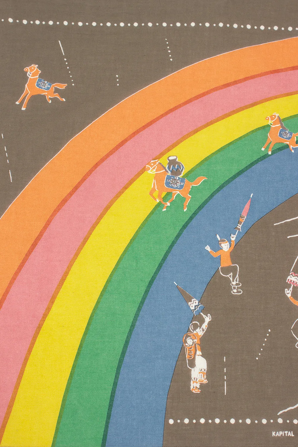 Rainbow and Horses Printed Bandana Khaki