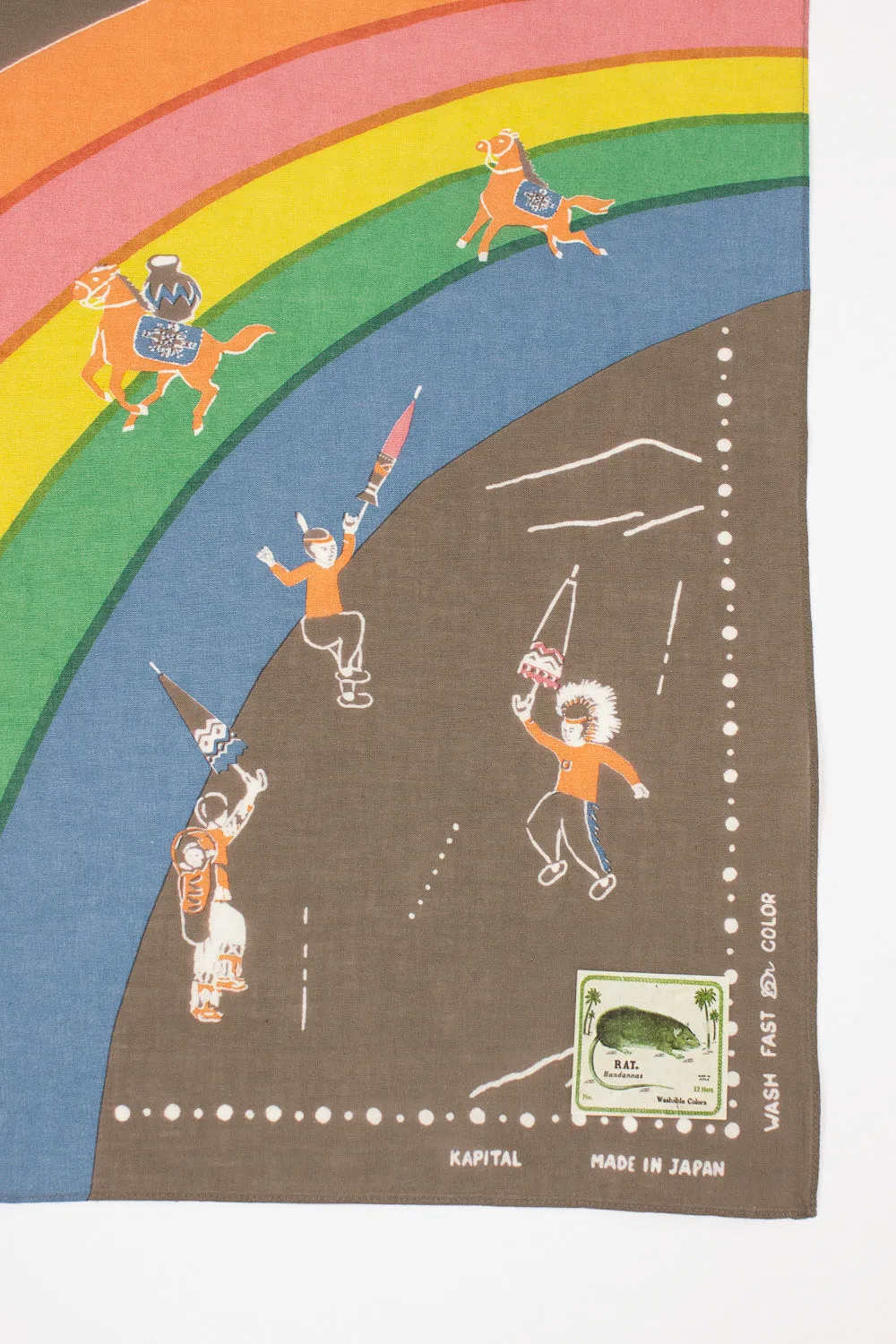 Rainbow and Horses Printed Bandana Khaki