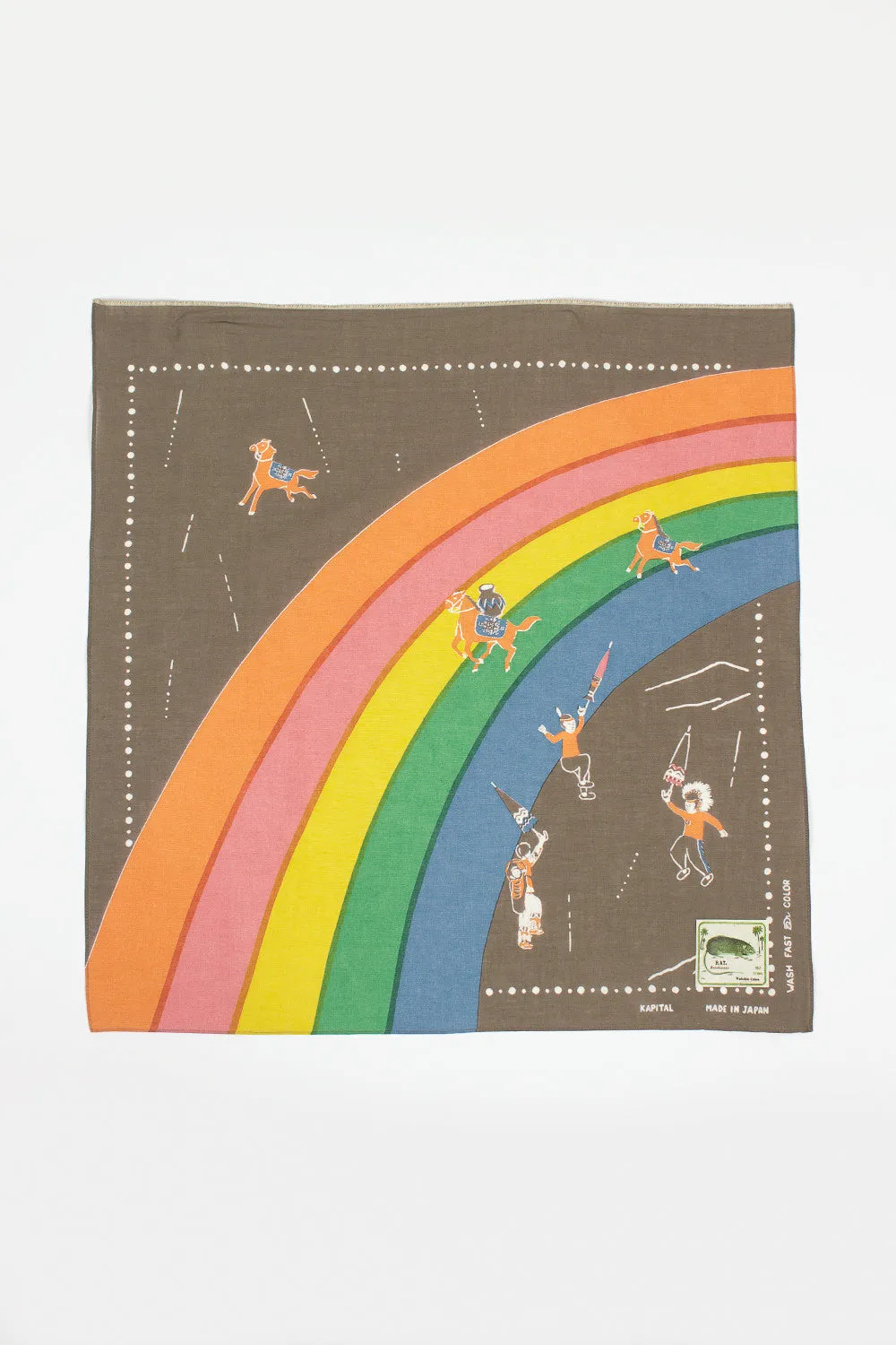 Rainbow and Horses Printed Bandana Khaki