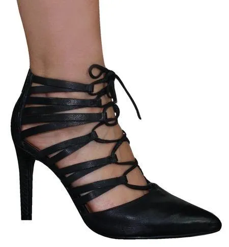 Ramarim 14-75103 Laced Up High Heel Point in Black