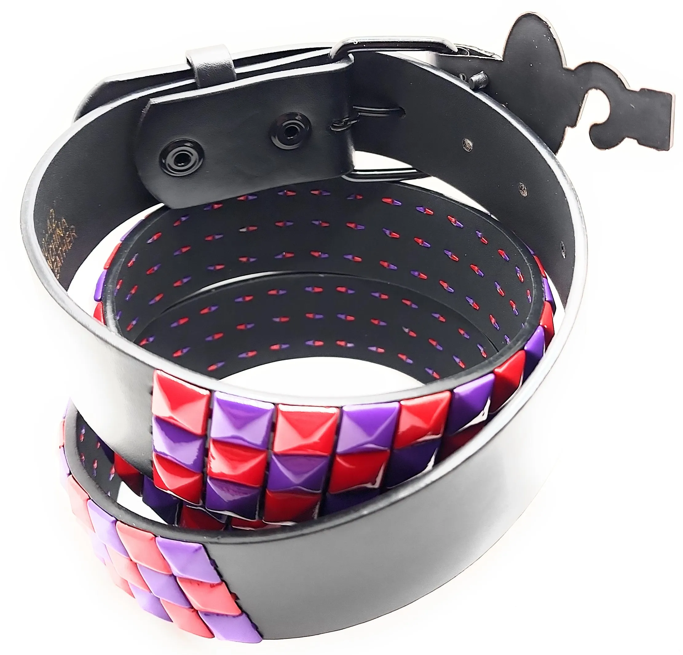 Red & Purple Pyramid Studded Belt Punk