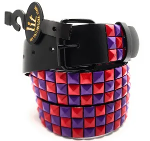 Red & Purple Pyramid Studded Belt Punk