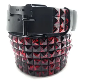 Red Fire & Black Pyramid Studded Belt Punk