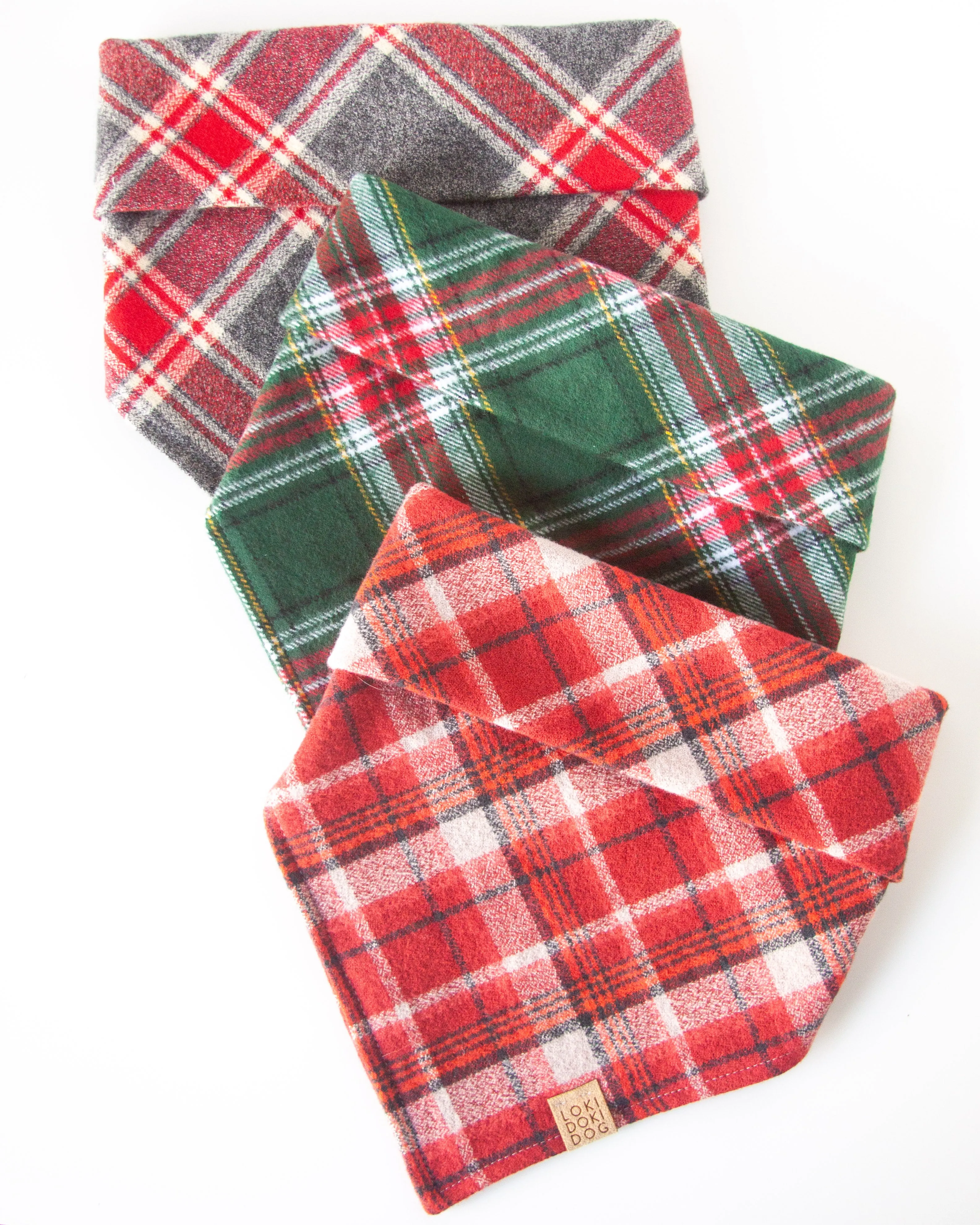 Red Plaid Flannel Dog Bandana (Personalization Available)