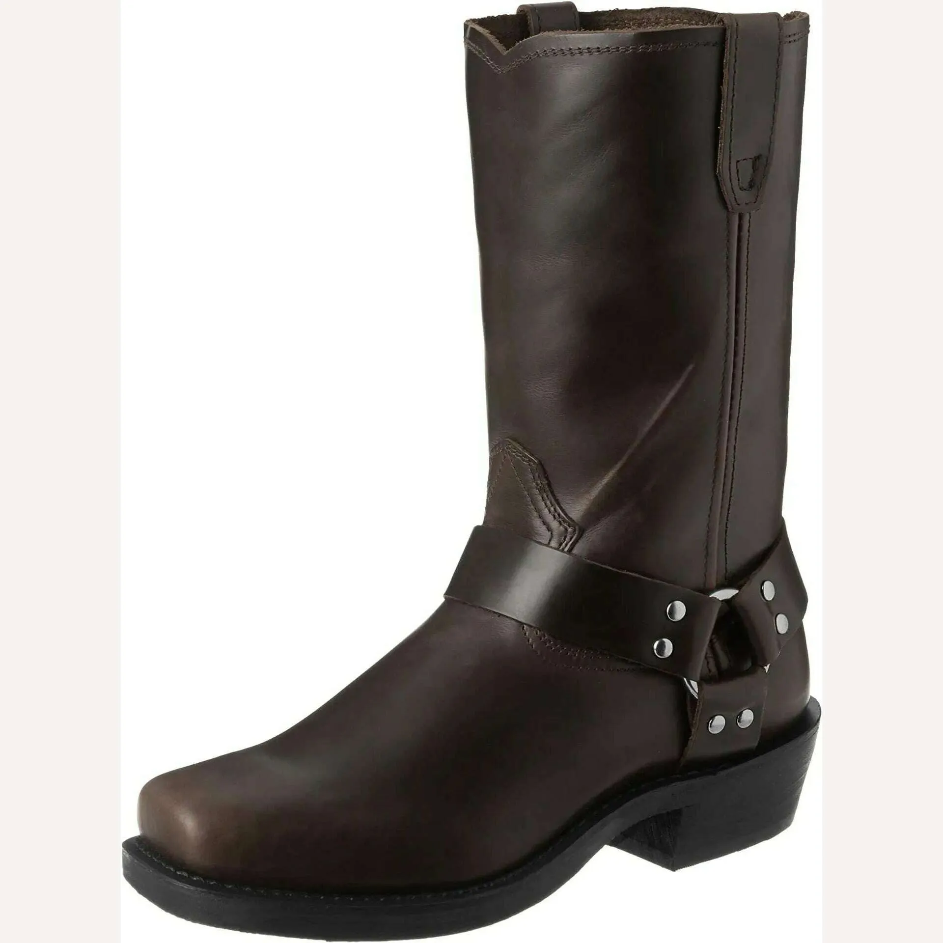 Retro Cowboy Boots Men Mid Calf Western Boots Men Pu Leather Boots Man Slip On Shoes Winter Knight Boots Booties Plus Size 39-48
