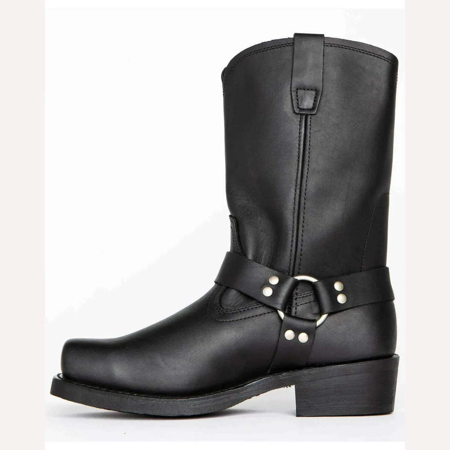 Retro Cowboy Boots Men Mid Calf Western Boots Men Pu Leather Boots Man Slip On Shoes Winter Knight Boots Booties Plus Size 39-48