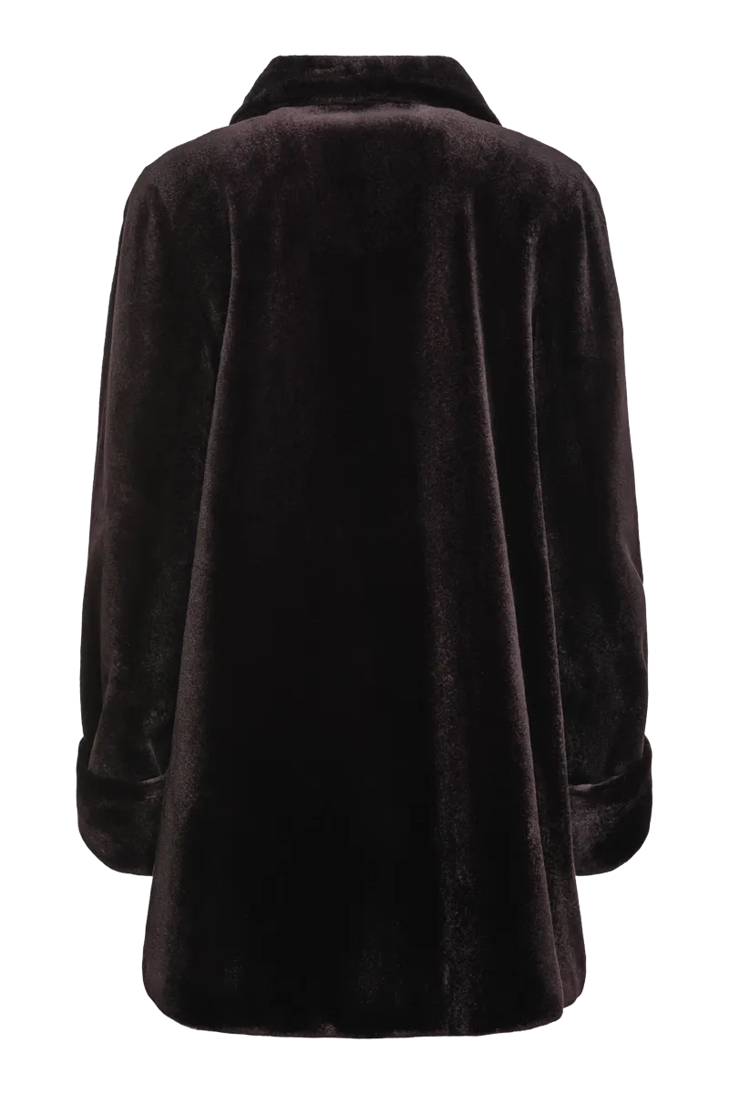 Reversible Sheared Mink Mid-Length Fur Coat - Wing Collar - TB Cuff