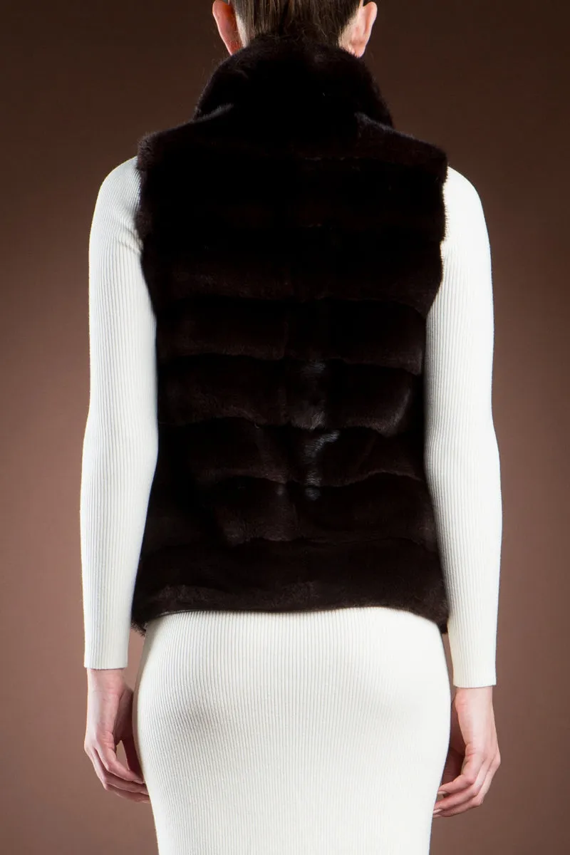 Reversible to Leather Chestnut Mink Fur Vest