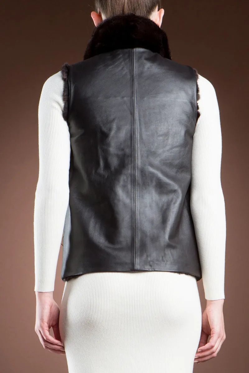 Reversible to Leather Chestnut Mink Fur Vest