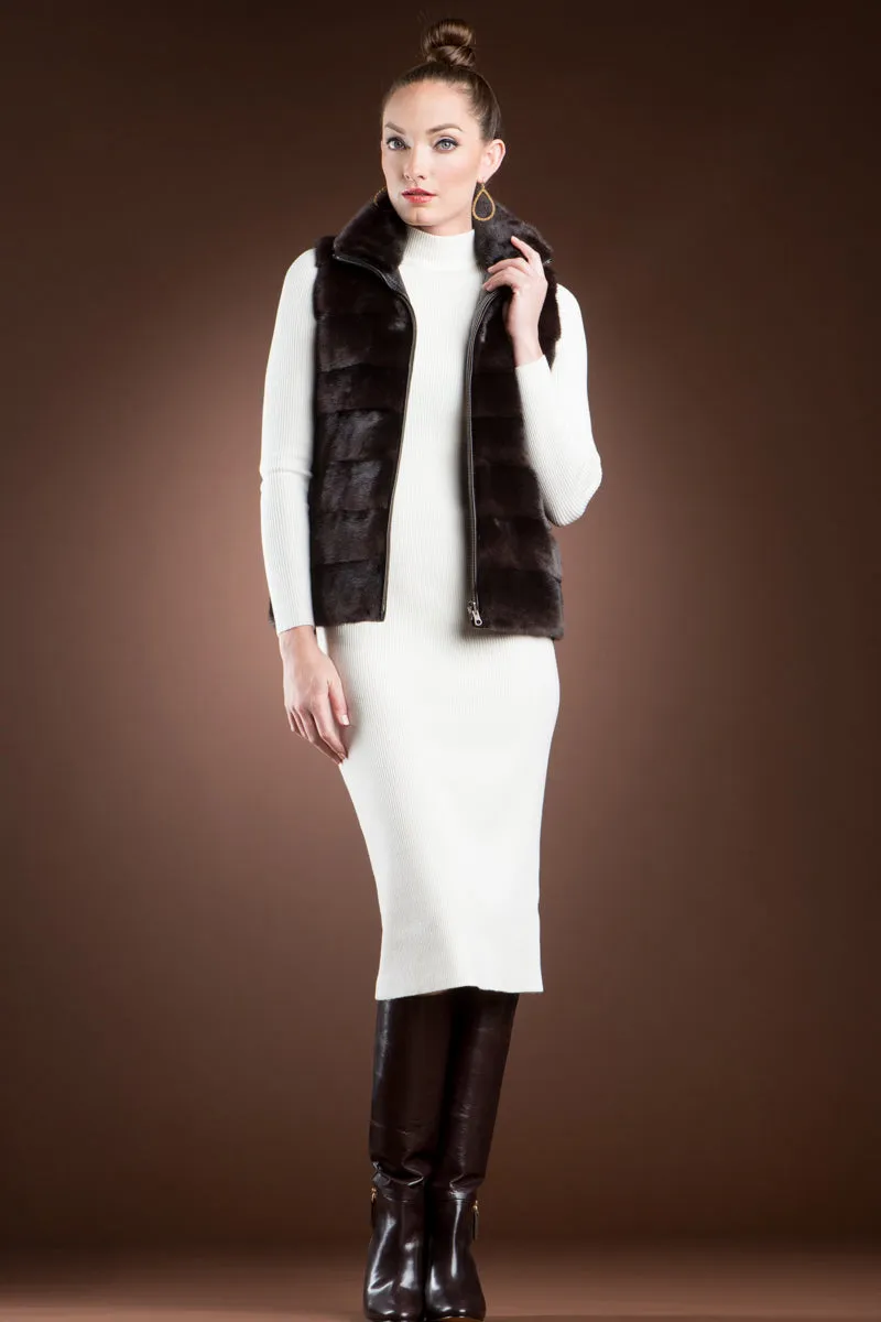 Reversible to Leather Chestnut Mink Fur Vest