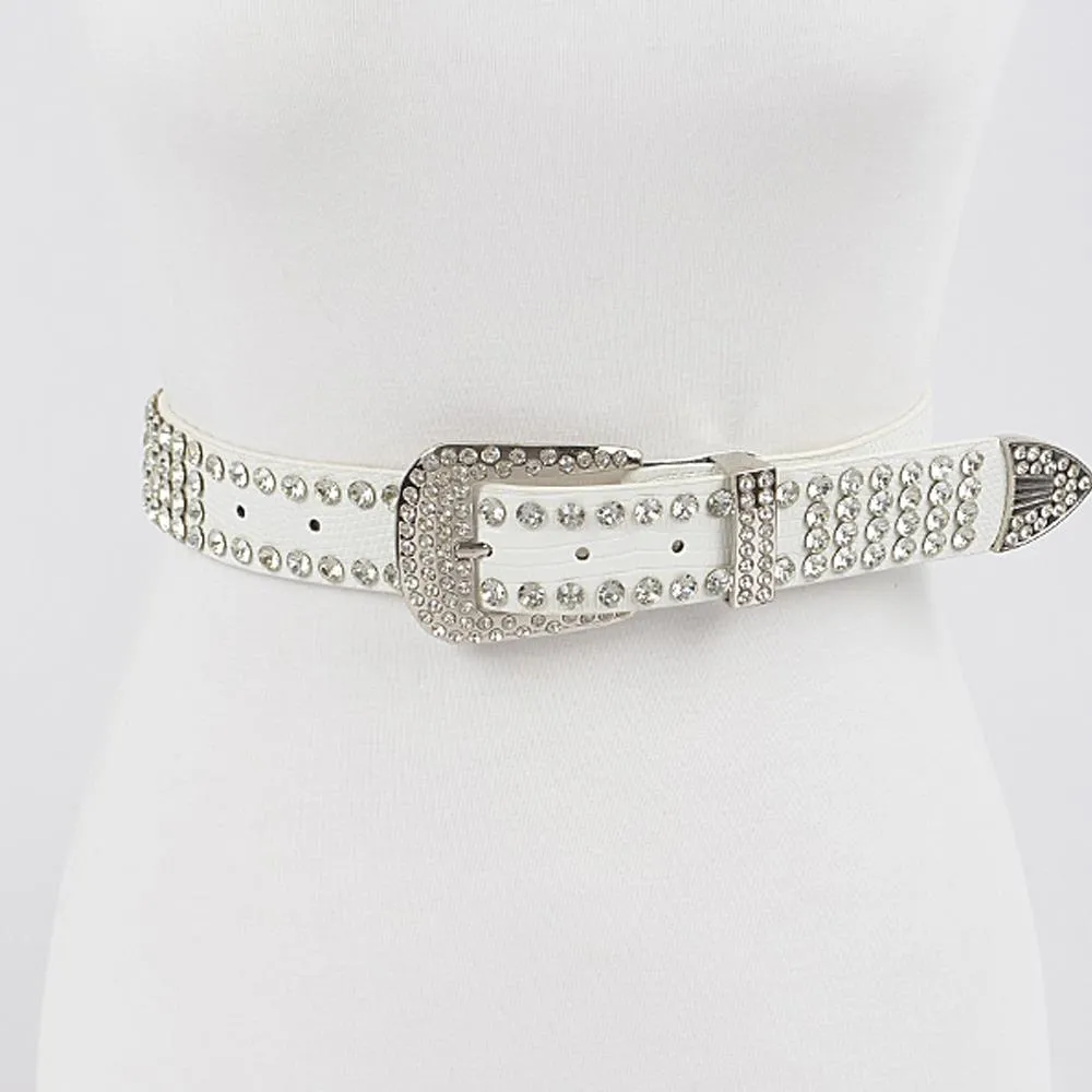 Rhinestone Studded Poly Belt