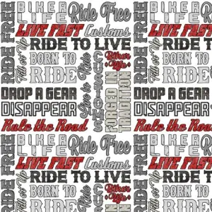 Ride Free by Quilting Treasures BIKER LINGO/WHITE