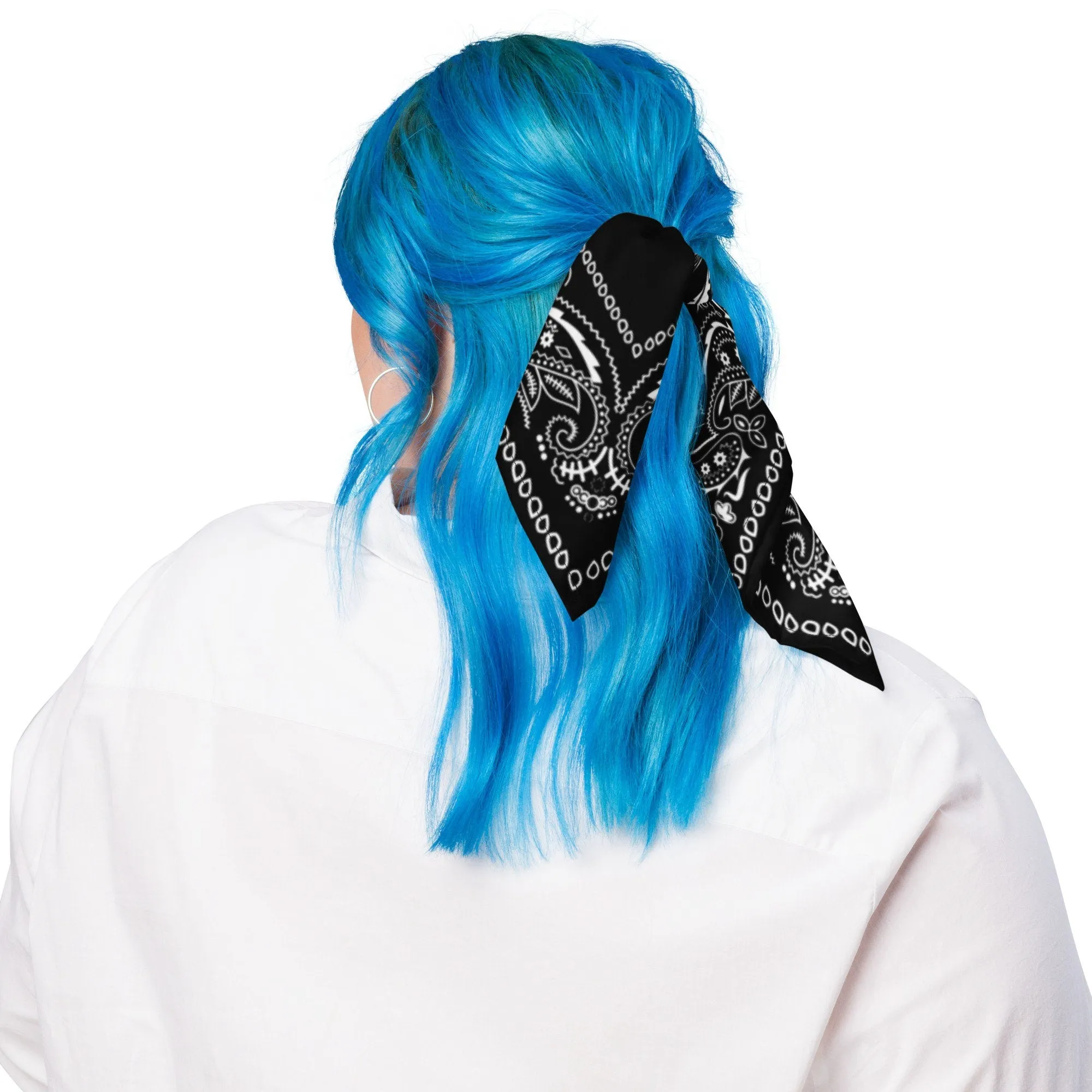 Rock and Goth Style Black Skulls and Paisley Border Bandana