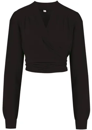 Rock N Romance Darla Long Sleeve 40's Wrap Blouse Black