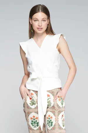 RUFFLED CROSSED BLOUSE