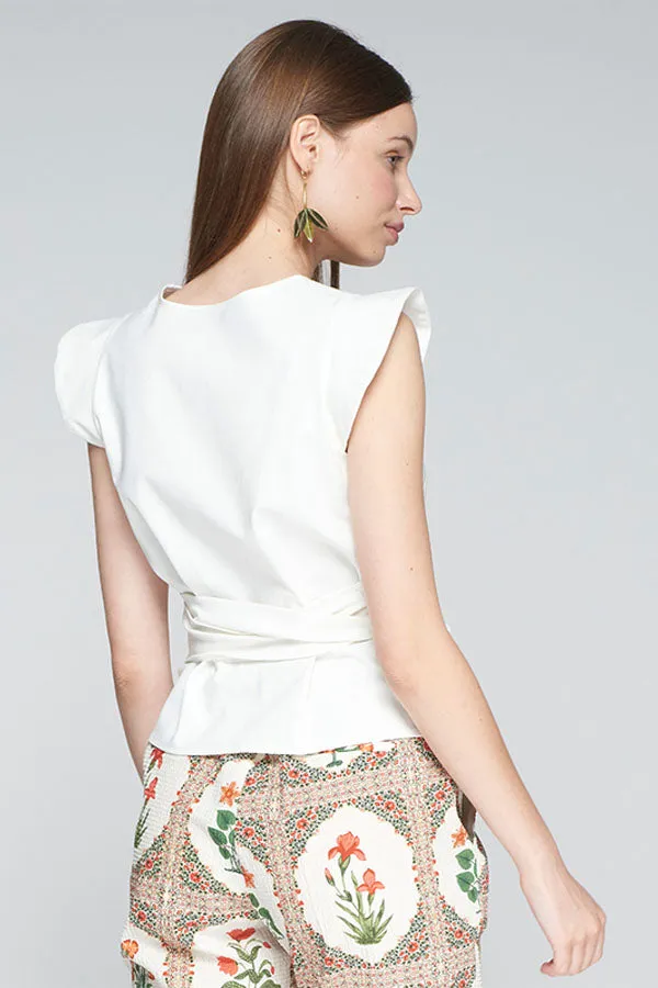 RUFFLED CROSSED BLOUSE