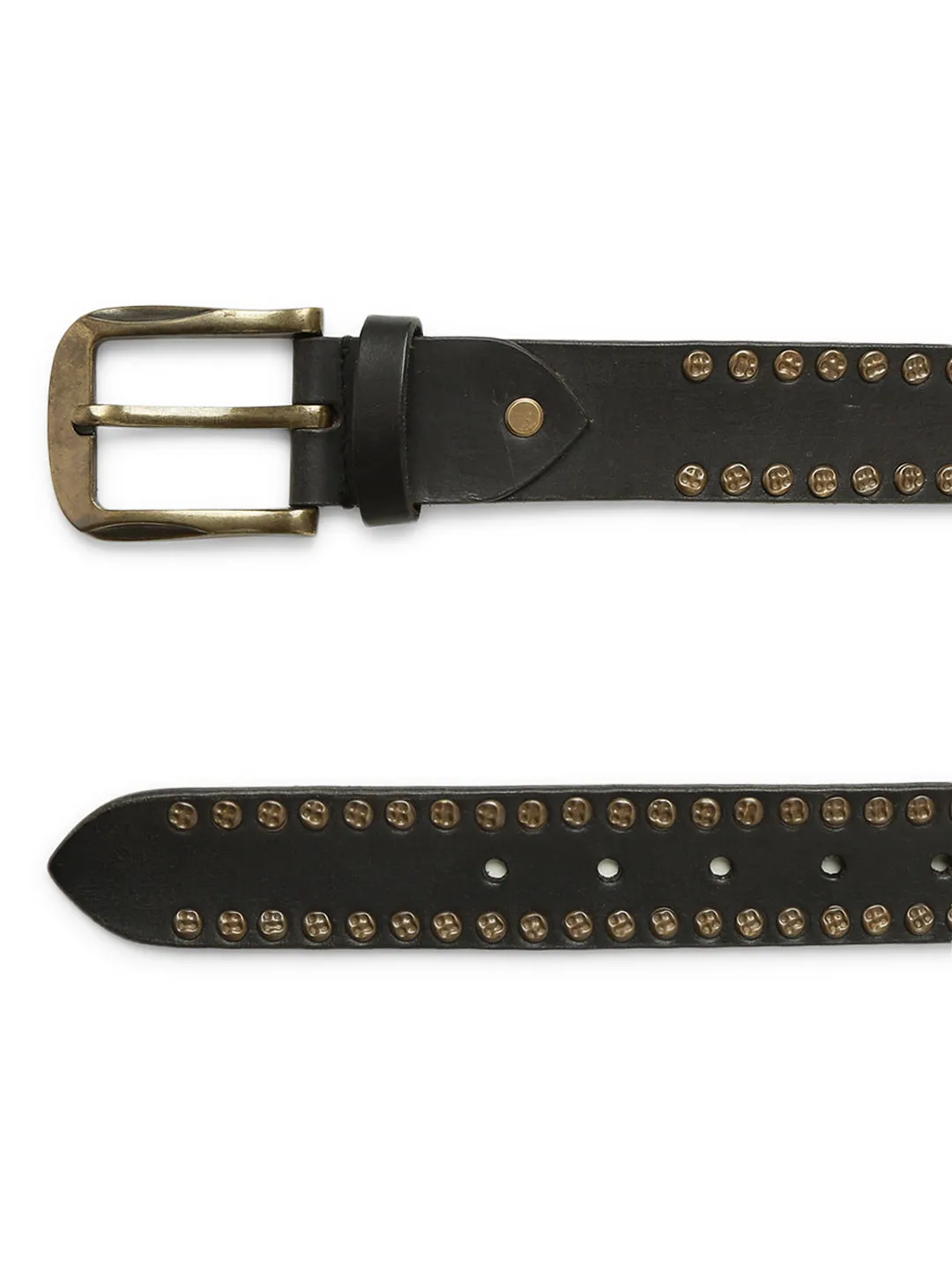 Rustic Rebel: Black Genuine Leather Studded Men's Belt - Stylish & Durable by Art N Vintage