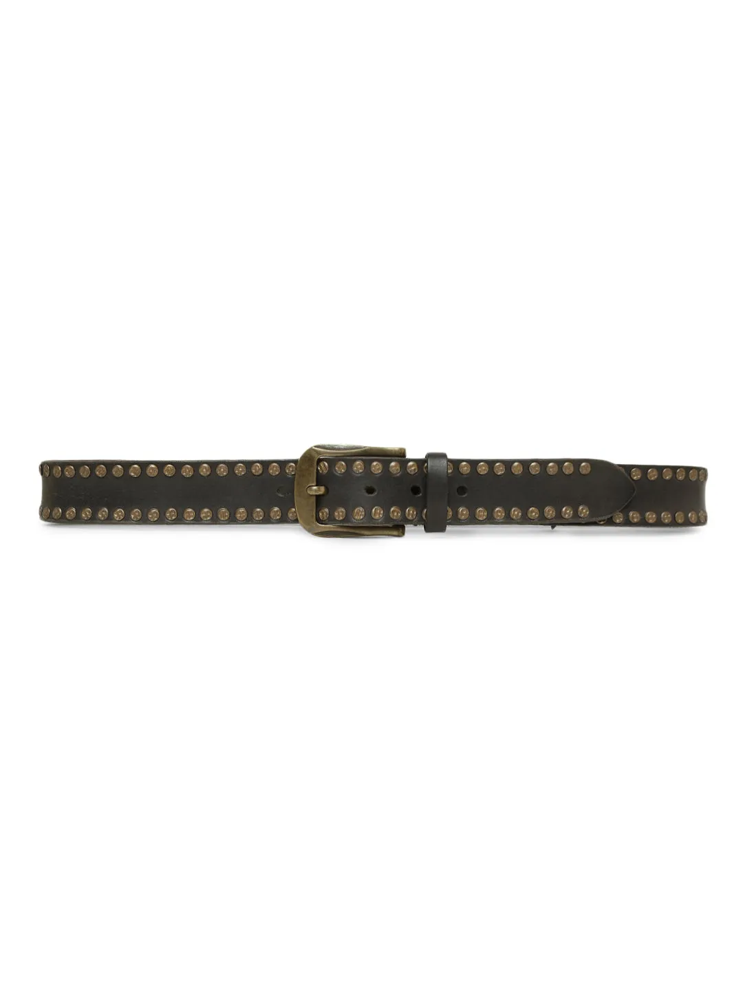 Rustic Rebel: Black Genuine Leather Studded Men's Belt - Stylish & Durable by Art N Vintage