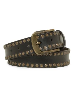Rustic Rebel: Black Genuine Leather Studded Men's Belt - Stylish & Durable by Art N Vintage