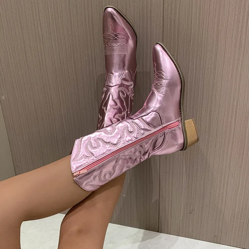 Sage | Elegant Metallic Cowboy Boots